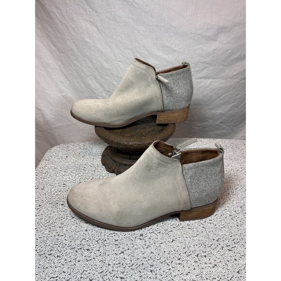 TOMS Two Tone Suede Zip Booties | Size 10 | Gray | Lt. Gray - Picture 2 of 8